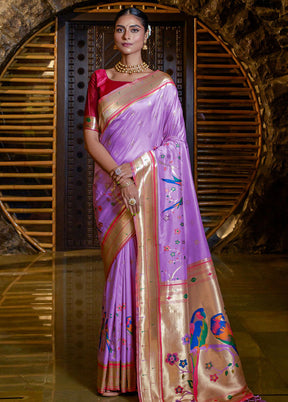 Purple Spun Silk Saree With Blouse Piece - Indian Silk House Agencies