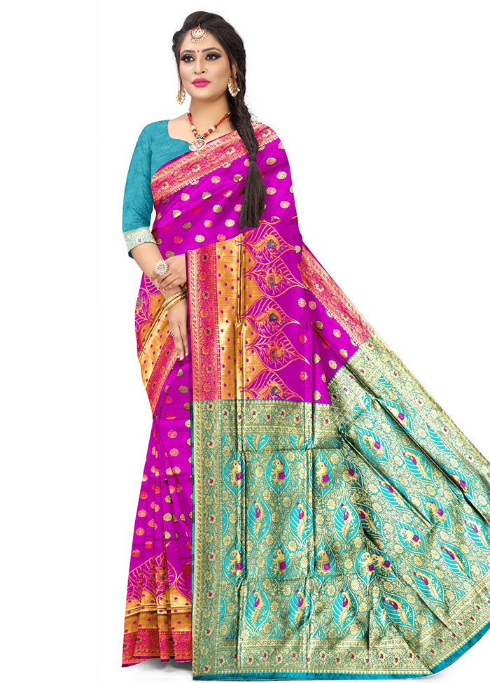 Pink Spun Silk Saree With Blouse Piece - Indian Silk House Agencies