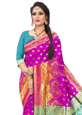 Pink Spun Silk Saree With Blouse Piece - Indian Silk House Agencies