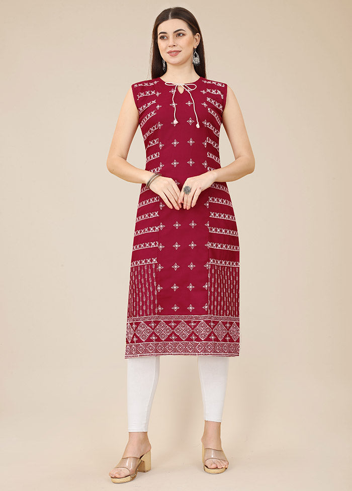 Maroon Readymade Cotton Kurti VDKSH31052057 - Indian Silk House Agencies