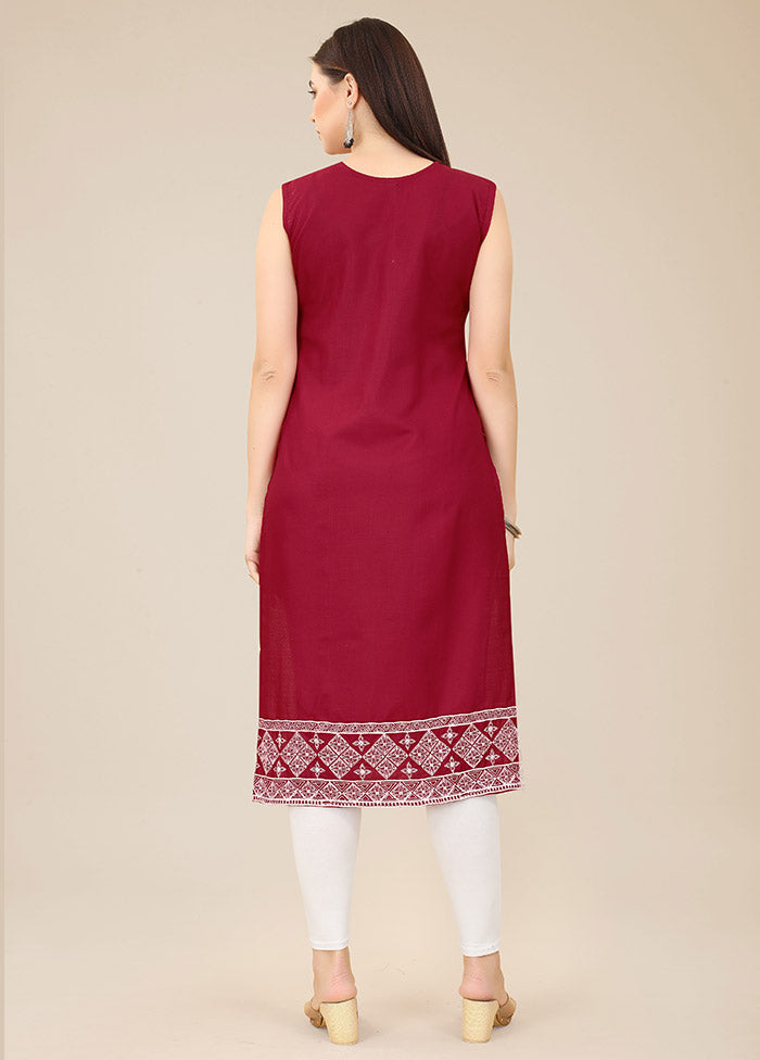 Maroon Readymade Cotton Kurti VDKSH31052057 - Indian Silk House Agencies