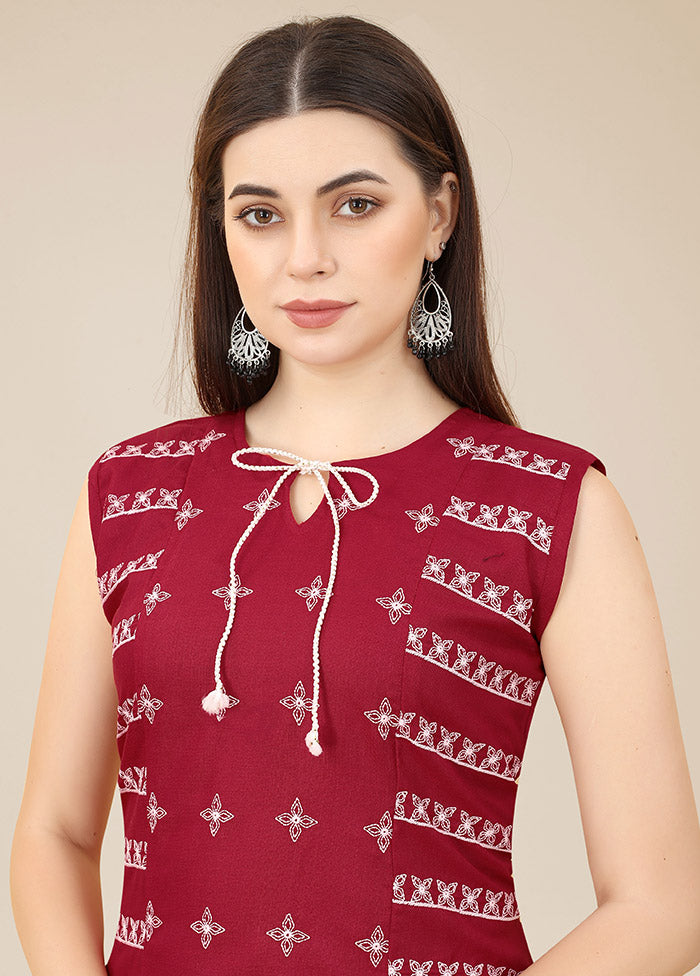 Maroon Readymade Cotton Kurti VDKSH31052057 - Indian Silk House Agencies