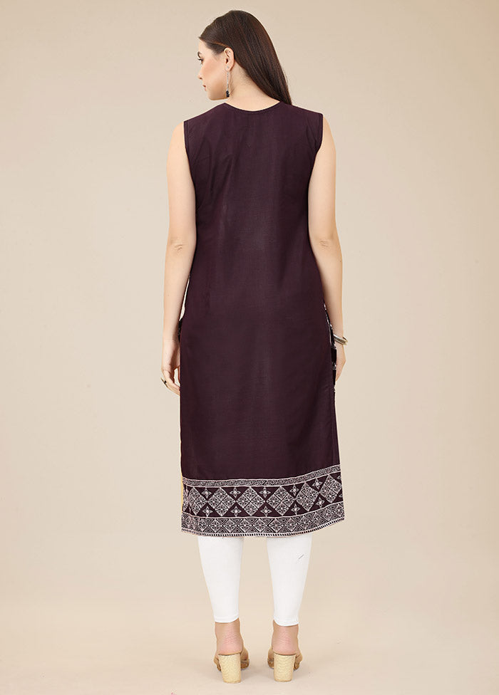 Wine Readymade Cotton Kurti VDKSH31052060 - Indian Silk House Agencies