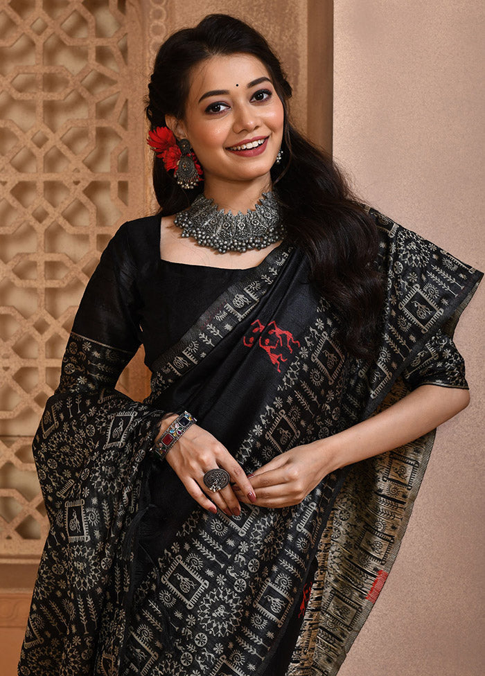 Black Chiffon Silk Saree With Blouse Piece - Indian Silk House Agencies