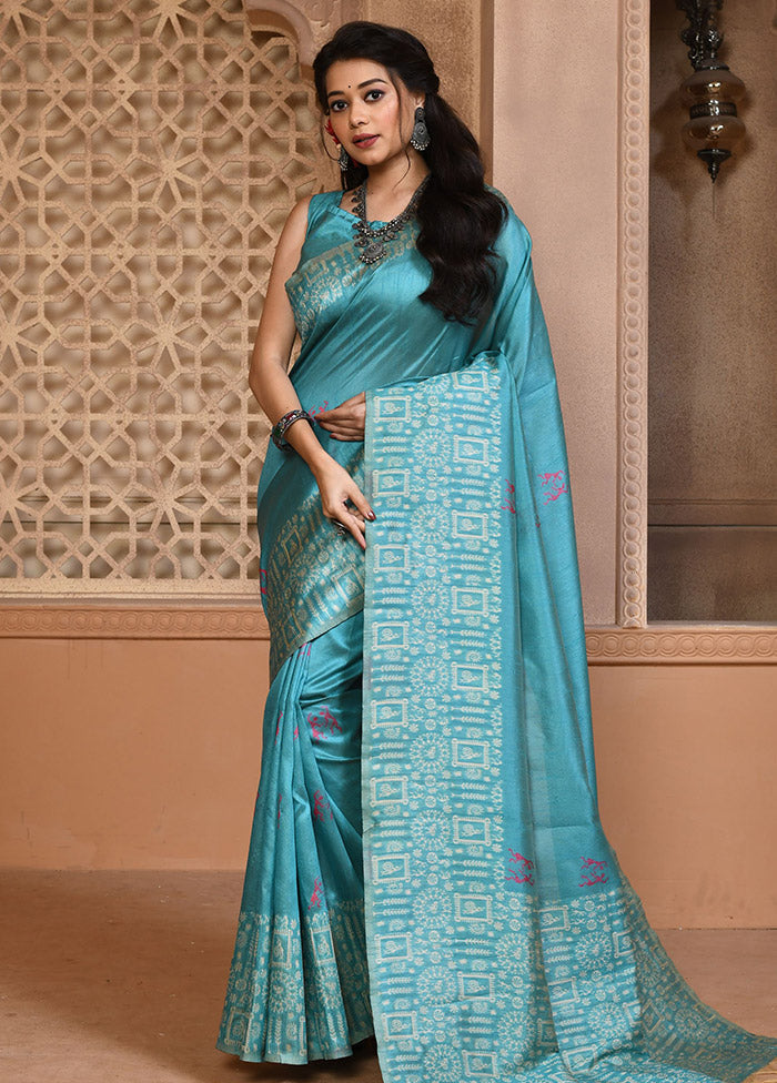 Firoza Chiffon Silk Saree With Blouse Piece - Indian Silk House Agencies