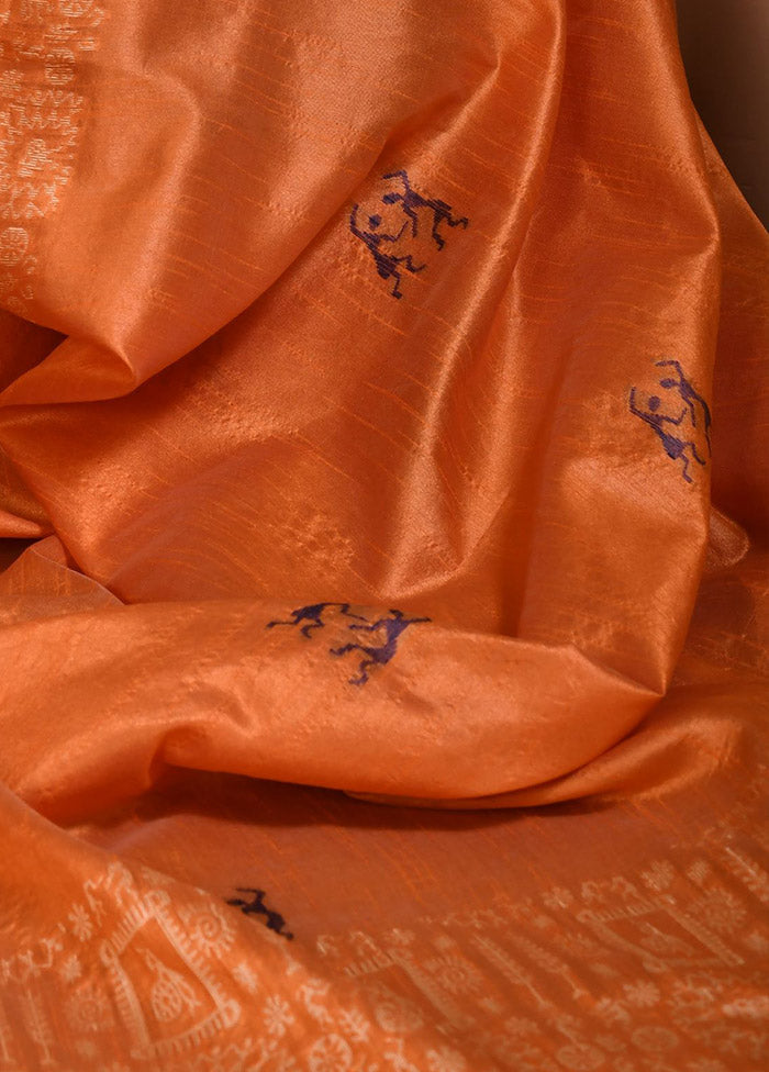 Orange Chiffon Silk Saree With Blouse Piece - Indian Silk House Agencies