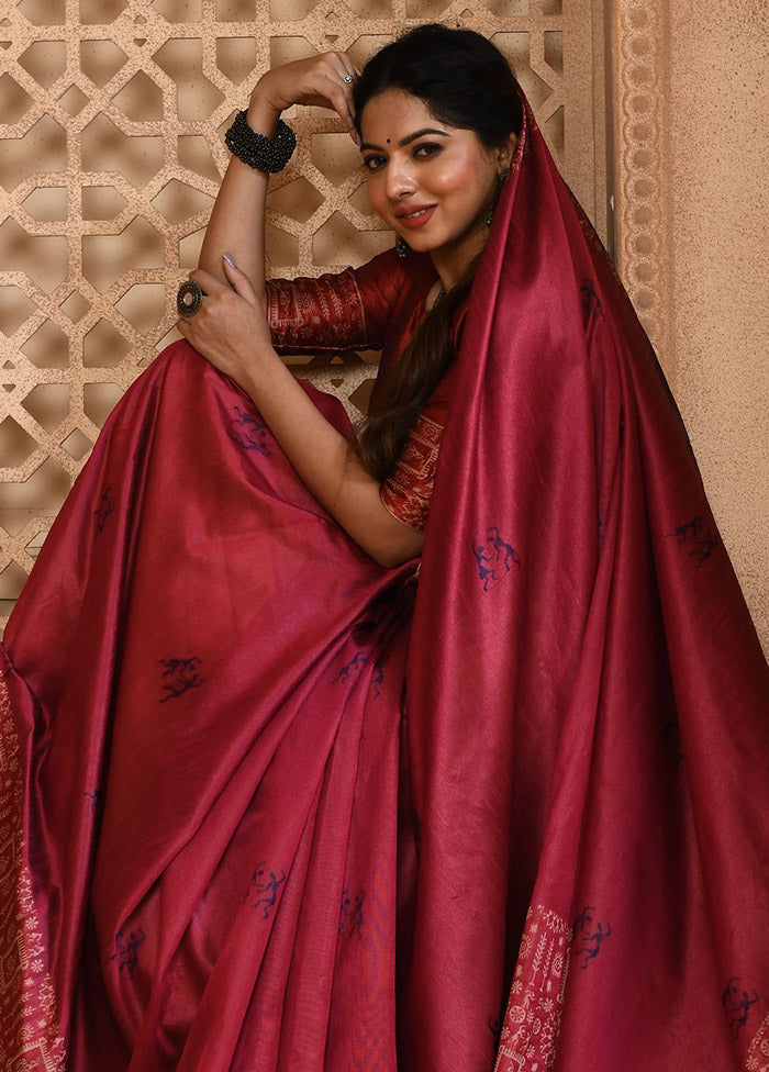 Pink Chiffon Silk Saree With Blouse Piece - Indian Silk House Agencies