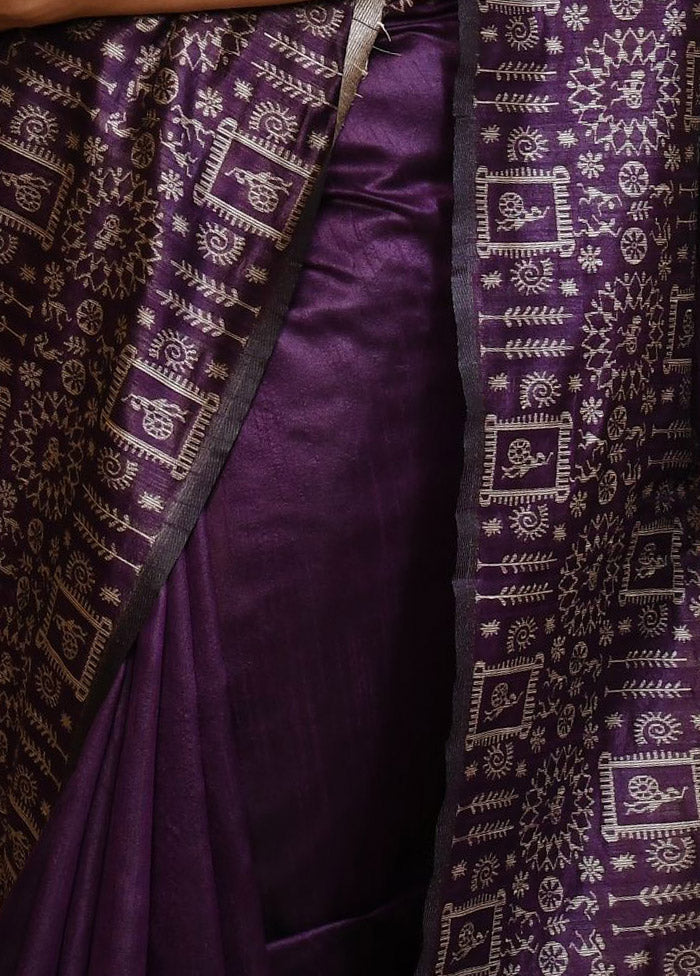 Purple Chiffon Silk Saree With Blouse Piece - Indian Silk House Agencies