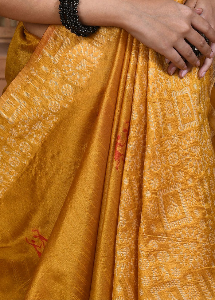 Yellow Chiffon Silk Saree With Blouse Piece - Indian Silk House Agencies