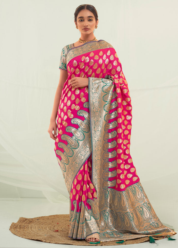 Pink Spun Silk Saree With Blouse Piece - Indian Silk House Agencies