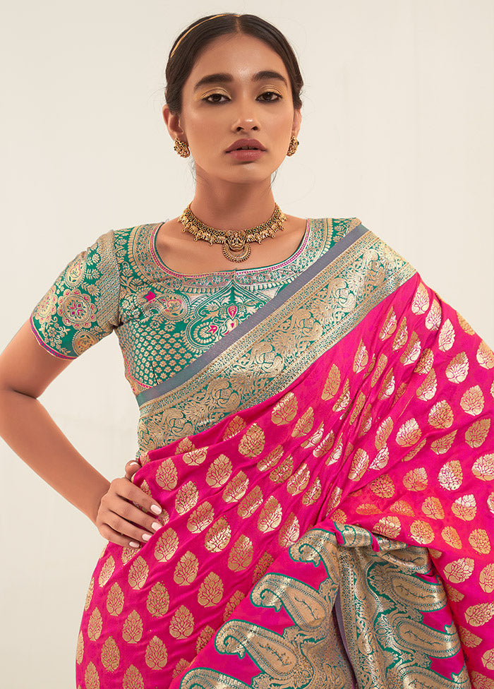 Pink Spun Silk Saree With Blouse Piece - Indian Silk House Agencies