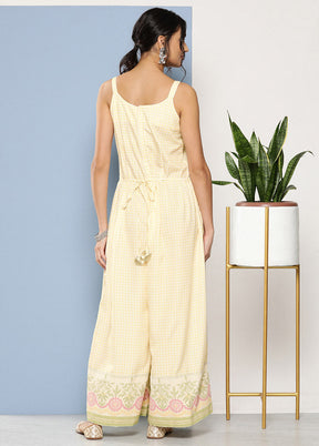 Yellow Silk Printed Jumpsuit Set VDKSH02062080 - Indian Silk House Agencies