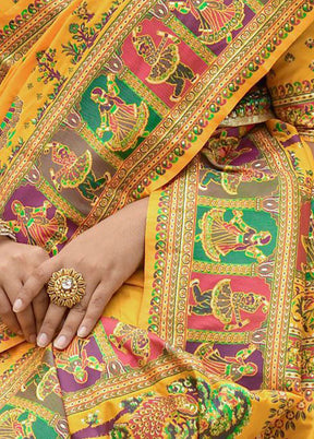 Yellow Spun Silk Saree With Blouse Piece - Indian Silk House Agencies