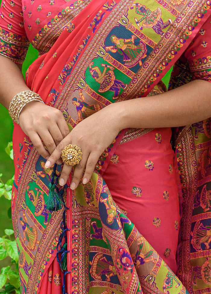 Pink Spun Silk Saree With Blouse Piece - Indian Silk House Agencies