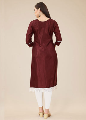 Maroon Readymade Silk Straight Kurti VDKSH02062073 - Indian Silk House Agencies