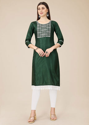 Green Readymade Silk Straight Kurti VDKSH02062074 - Indian Silk House Agencies