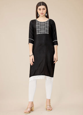 Black Readymade Silk Straight Kurti VDKSH02062075 - Indian Silk House Agencies