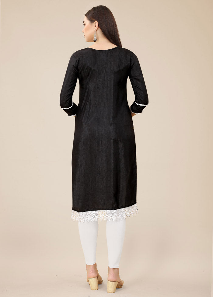 Black Readymade Silk Straight Kurti VDKSH02062075 - Indian Silk House Agencies