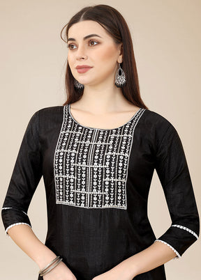 Black Readymade Silk Straight Kurti VDKSH02062075 - Indian Silk House Agencies