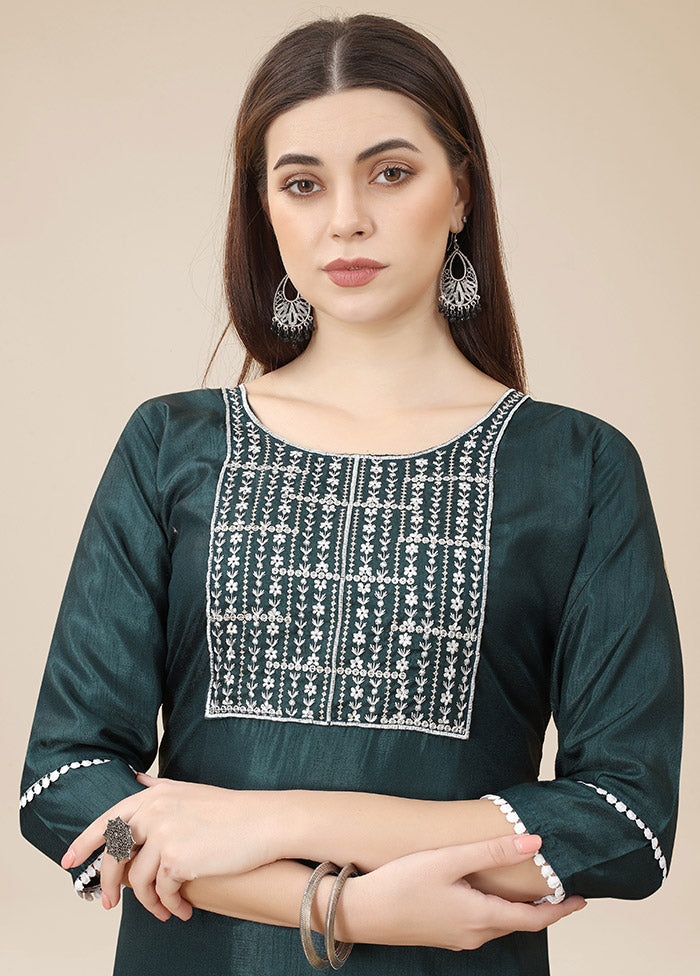 Teal Readymade Silk Straight Kurti VDKSH02062076 - Indian Silk House Agencies