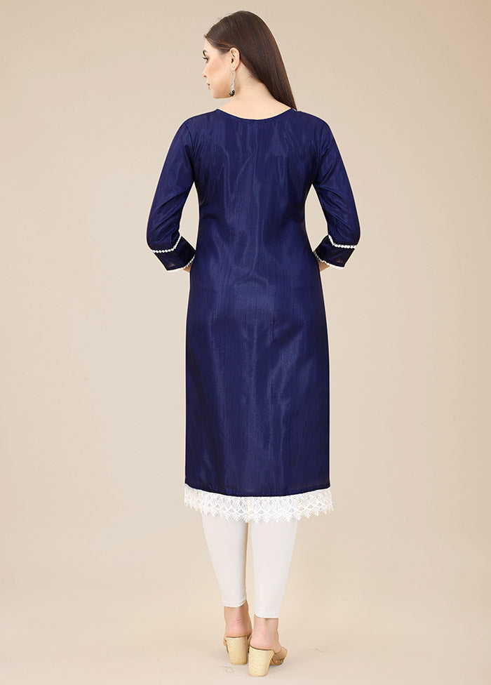 Blue Readymade Silk Straight Kurti VDKSH02062077 - Indian Silk House Agencies