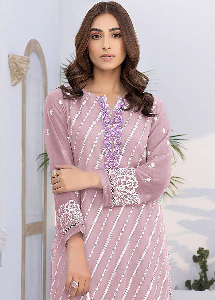 2 Pc Pink Semi Stitched Georgette Kurti Set VDKSH16062098 - Indian Silk House Agencies