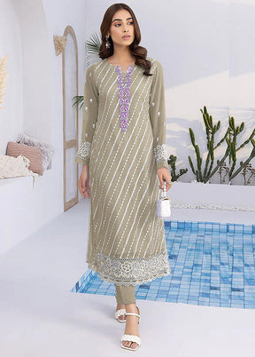 2 Pc Grey Semi Stitched Georgette Kurti Set VDKSH16062099 - Indian Silk House Agencies