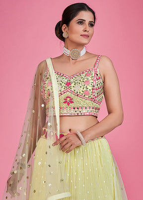 3 Pc Light Yellow Georgette Lehenga Set - Indian Silk House Agencies