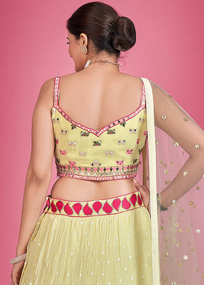 3 Pc Light Yellow Georgette Lehenga Set - Indian Silk House Agencies