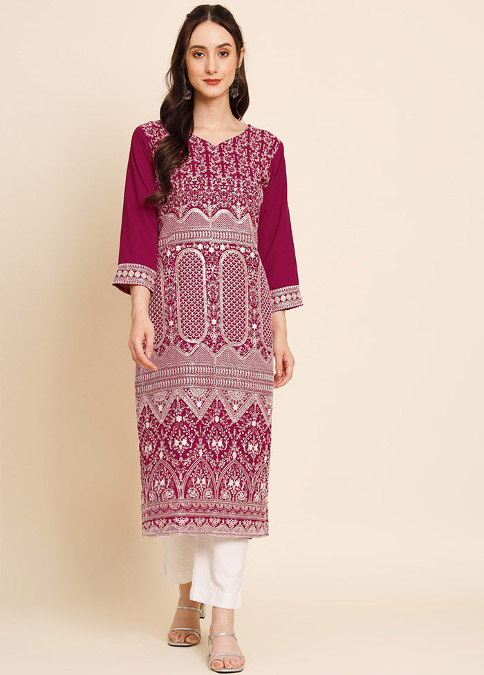 Burgundy Readymade Crepe Kurti VDKSH16062056 - Indian Silk House Agencies