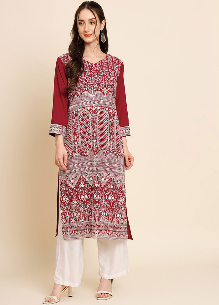 Maroon Readymade Crepe Kurti VDKSH16062058 - Indian Silk House Agencies