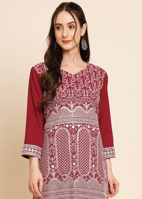 Maroon Readymade Crepe Kurti VDKSH16062058 - Indian Silk House Agencies