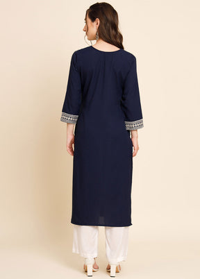 Navy Blue Readymade Crepe Kurti VDKSH16062060 - Indian Silk House Agencies