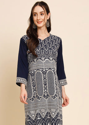 Navy Blue Readymade Crepe Kurti VDKSH16062060 - Indian Silk House Agencies