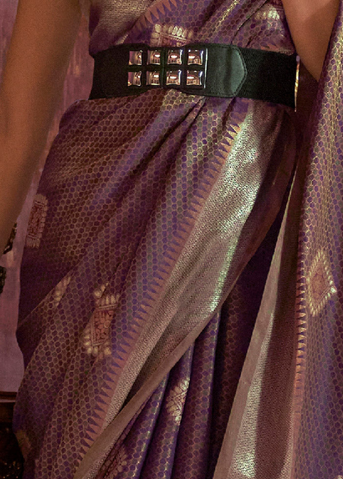 Purple Spun Silk Saree With Blouse Piece - Indian Silk House Agencies