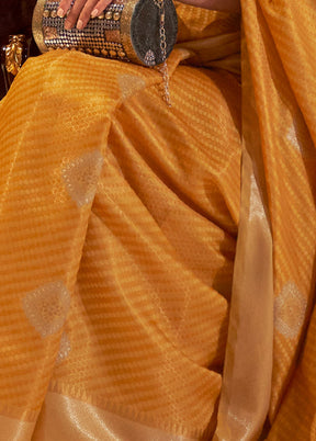 Mustard Spun Silk Saree With Blouse Piece - Indian Silk House Agencies