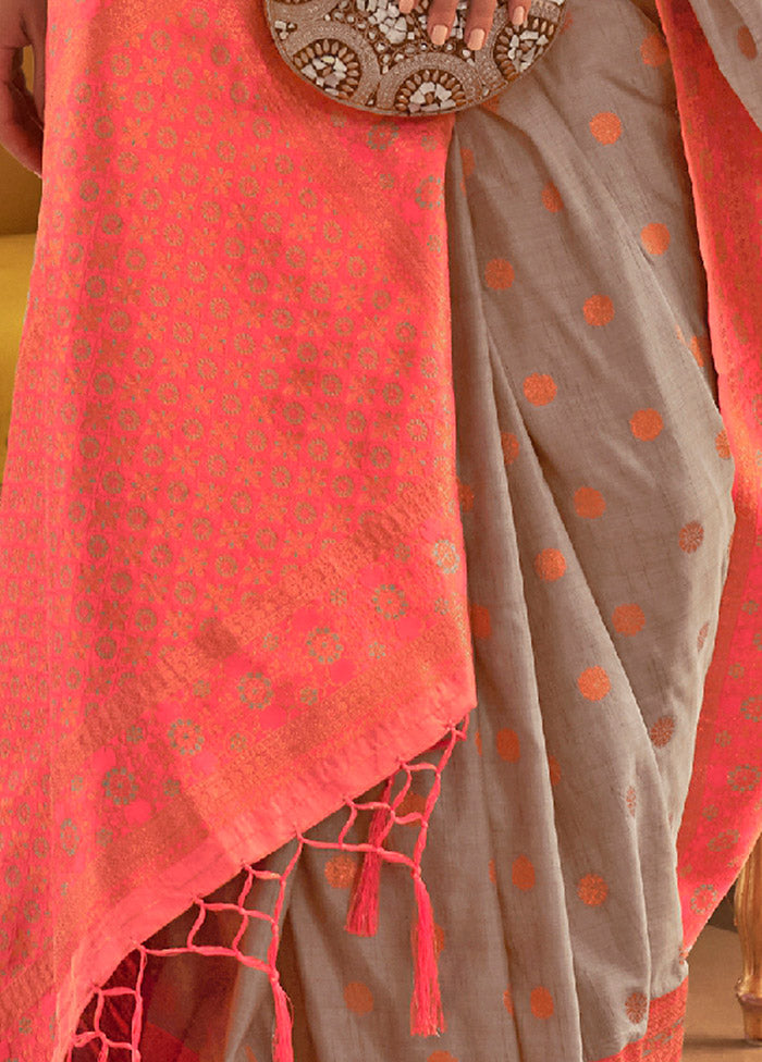 Grey Spun Silk Saree With Blouse Piece - Indian Silk House Agencies