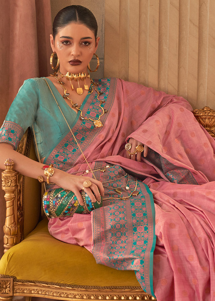 Pink Spun Silk Saree With Blouse Piece - Indian Silk House Agencies