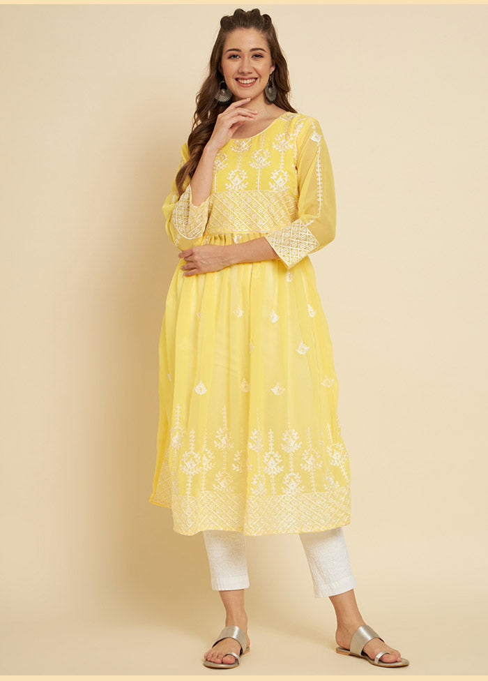 Yellow Georgette Long Kurti VDKSH19062048 - Indian Silk House Agencies