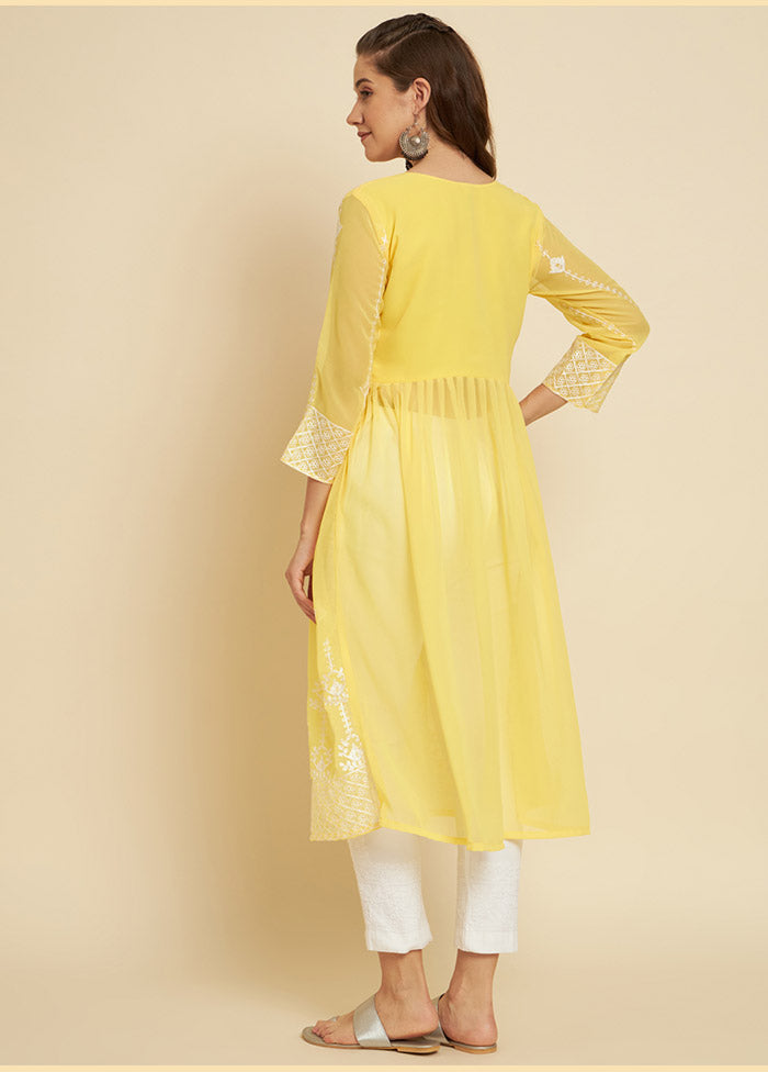 Yellow Georgette Long Kurti VDKSH19062048 - Indian Silk House Agencies