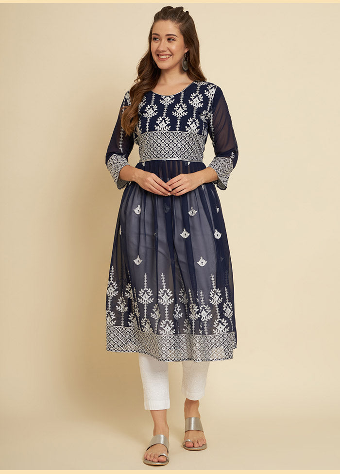 Blue Georgette Long Kurti VDKSH19062049 - Indian Silk House Agencies