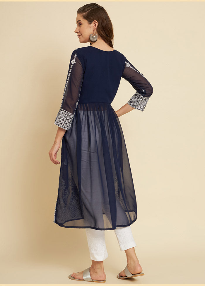 Blue Georgette Long Kurti VDKSH19062049 - Indian Silk House Agencies