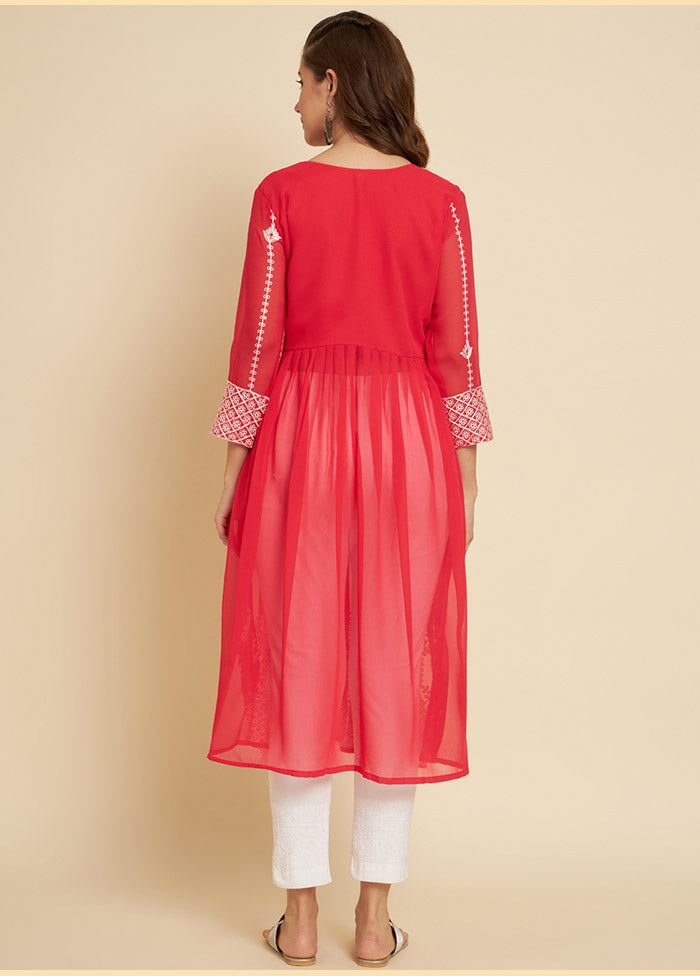 Orange Georgette Long Kurti VDKSH19062050 - Indian Silk House Agencies