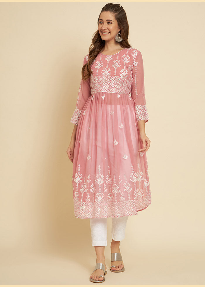 Pink Georgette Long Kurti VDKSH19062052 - Indian Silk House Agencies