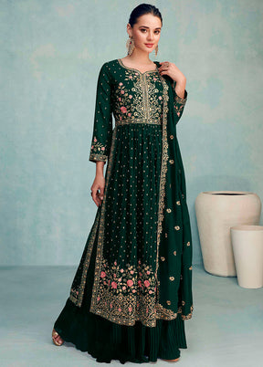 3 Pc Green Readymade Georgette Suit Set VDKSH29062115 - Indian Silk House Agencies