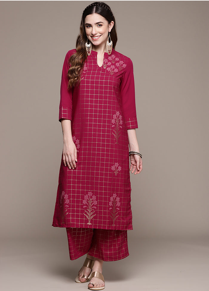 2 Pc Maroon Readymade Crepe Straight Kurti Set VDKSH29062087 - Indian Silk House Agencies