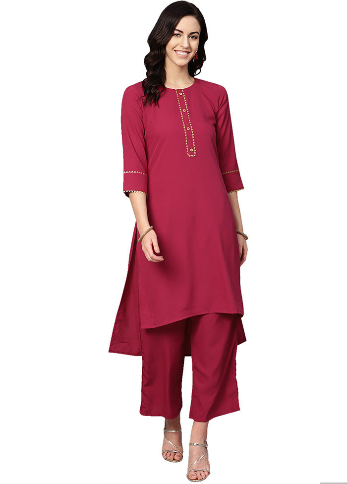 2 Pc Pink Readymade Crepe Straight Kurti Set VDKSH29062093 - Indian Silk House Agencies