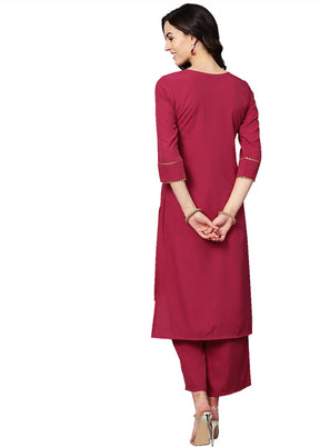 2 Pc Pink Readymade Crepe Straight Kurti Set VDKSH29062093 - Indian Silk House Agencies