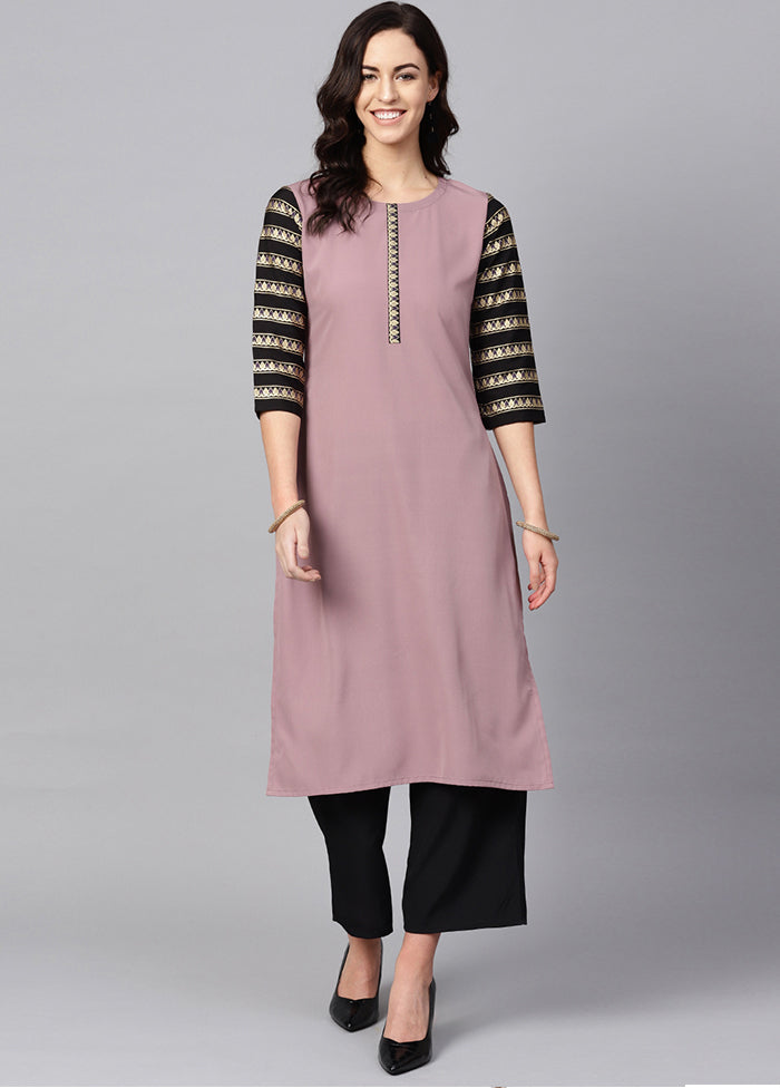 2 Pc Purple Readymade Crepe Straight Kurti Set VDKSH29062094 - Indian Silk House Agencies