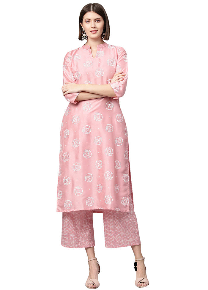 2 Pc Pink Readymade Silk Straight Kurti Set VDKSH29062097 - Indian Silk House Agencies